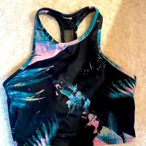 FABLETICS | Floral Tropical Leaf Print Racerback Sports Bra Sz.Small